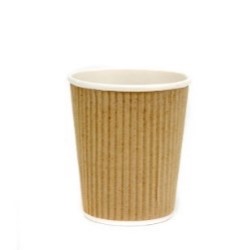 Insulated Paper Cups, 8oz Kraft Ripple Rub Cups – Pack of 500