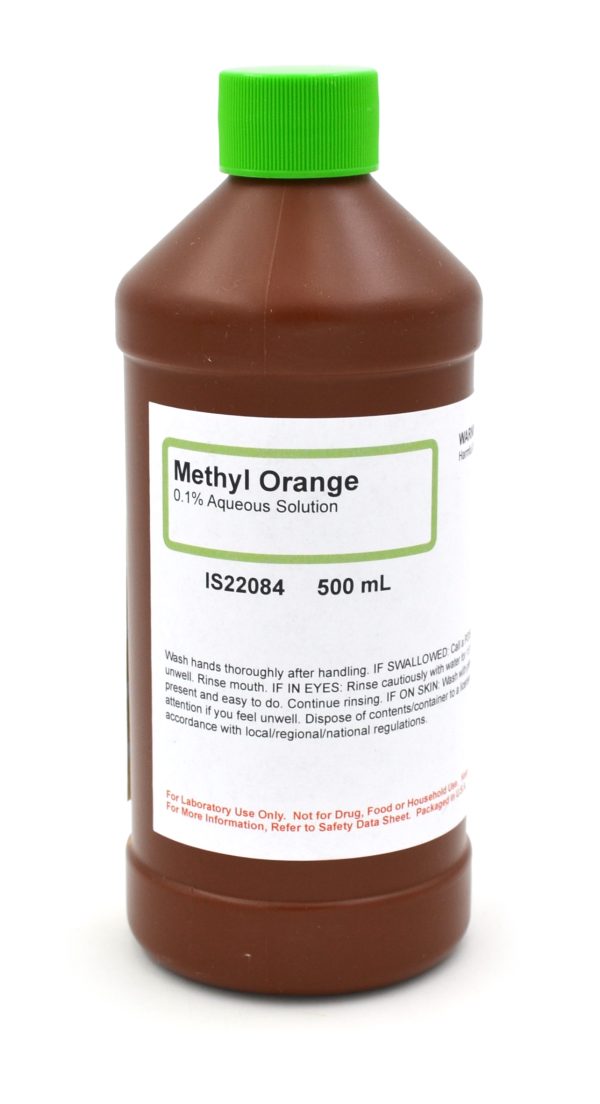 Methyl Orange, 0.04% solution, 500 mL Methyl orange (indicator solution) Pack/Unit: 500 mL