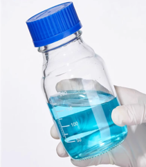 Amber bottle-screw mouth blue cap