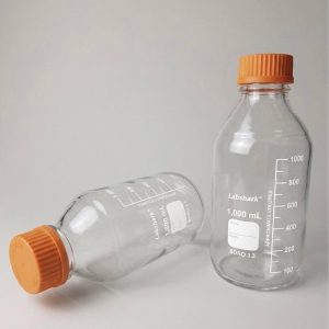 Media bottles with screw cap, 1 litre Borosilicate media bottles.